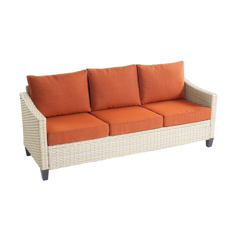 HOOOWOOO 8-piece Wicker Patio Furniture Conversation Set with Fire Pit Table