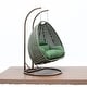 preview thumbnail 72 of 128, LeisureMod Modern 2-Person Egg Hanging Swing Chair with Beige Wicker, Oxford Fabric Cover, Patio Hammock Lounger and Cushions