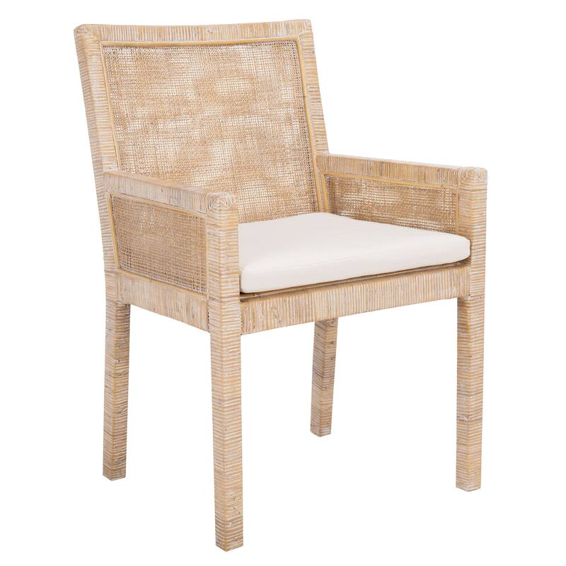 SAFAVIEH Almira Coastal Accent Chair with Cushion - 22.8" W x 22.4" L x 34.6" H - 23Wx22Dx35H