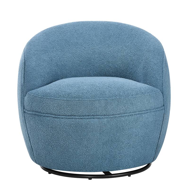 Swivel Single Lounge Sofa Plush Barrel Chair with Thick Foam Padding, Round Armchair Accent Chair Club Chair - Blue