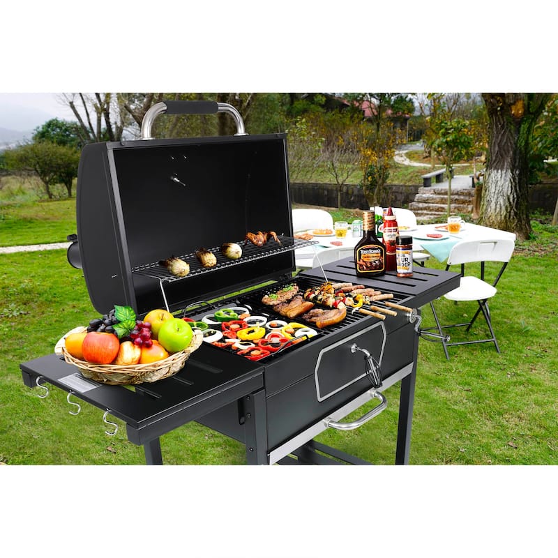 Royal Gourmet Deluxe 30-Inch Smoker Charcoal Grill with Cover,Black