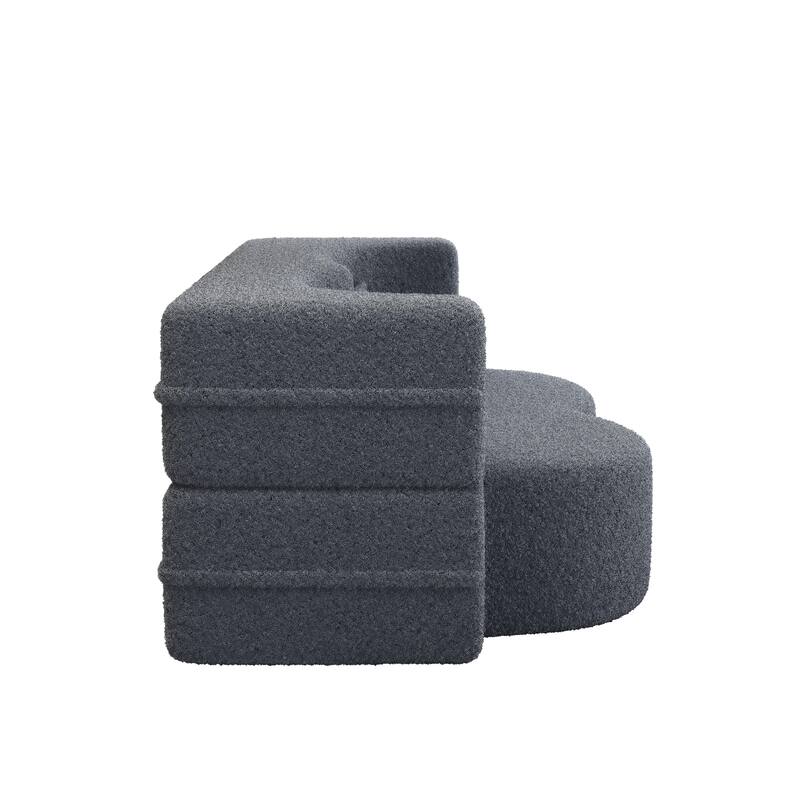 Convertible Teddy Fabric Foam-Filled Sleeper Sofa Bed - Grey