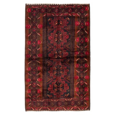 Teimani Black, Red Rug 4'2" x 6'11" - 4'2 x 6'11
