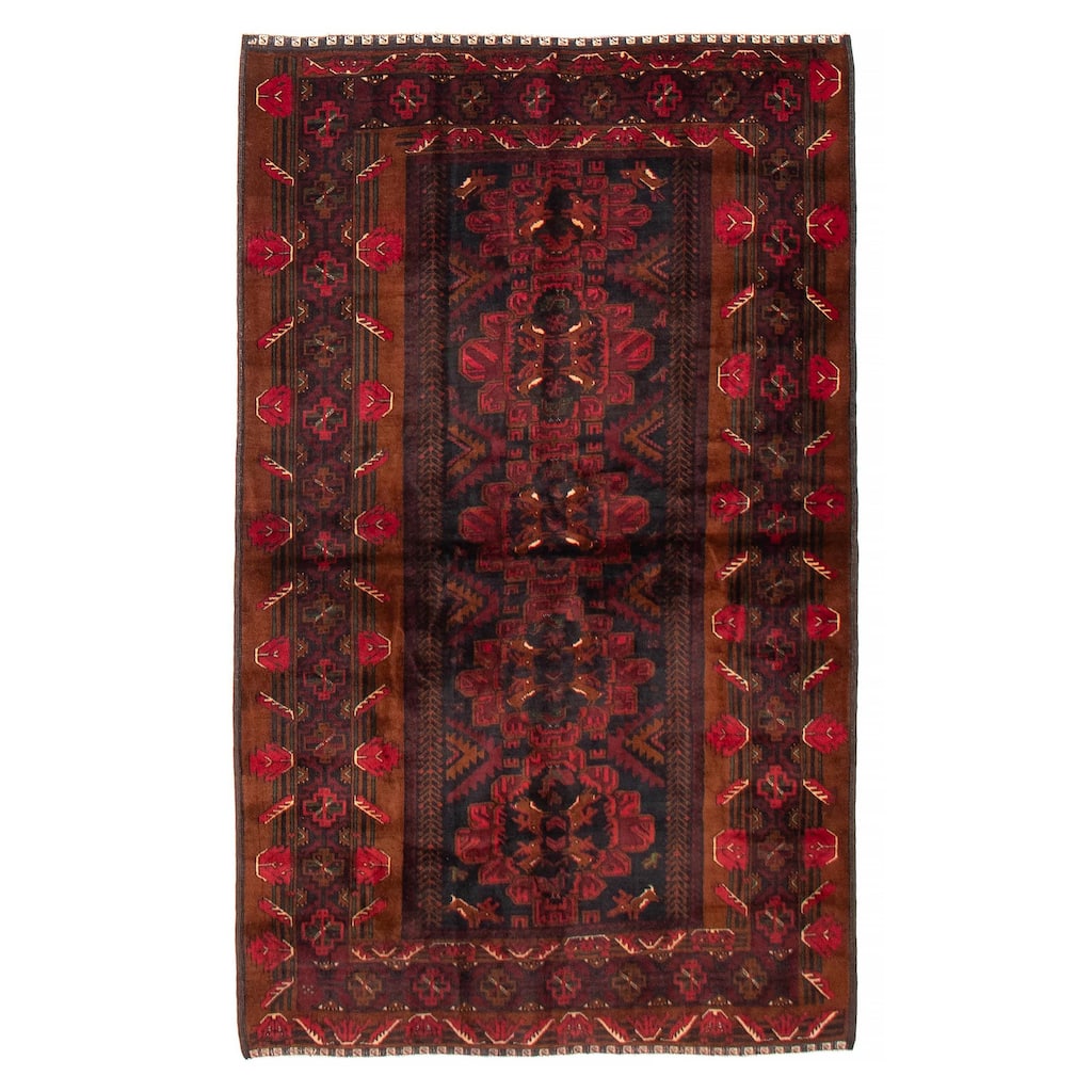 Teimani Black, Red Rug 4'2" x 6'11" - 4'2 x 6'11
