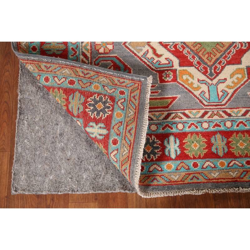 Grey Traditional Kazak Oriental Area Rug Handmade Wool Carpet - 4'0"x 6'0"