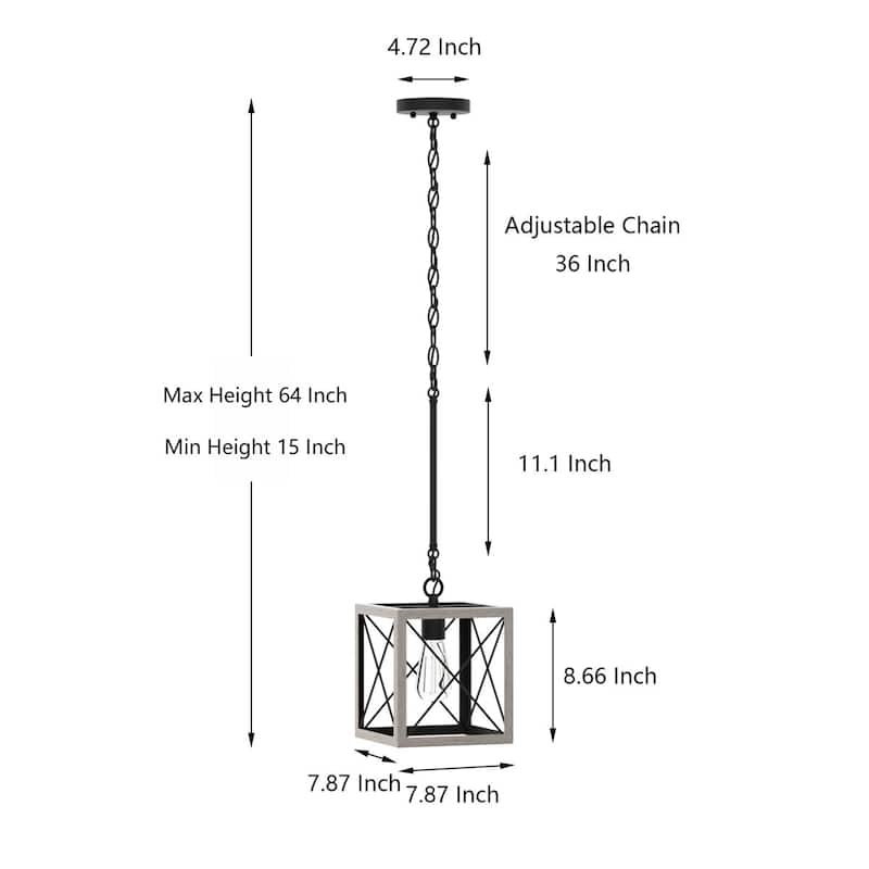 Kiro 1-light Modern Farmhouse Rectangle Pendant Light with UL Certified