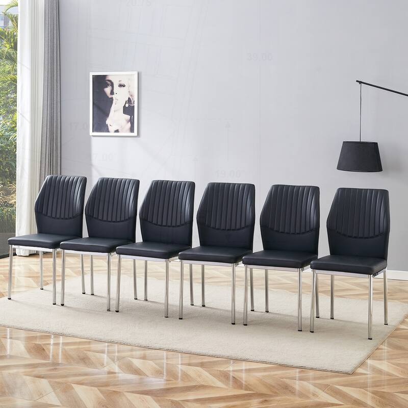 Luxurious Ergonomic Dining Chair Set - Stylish and Comfortable - Black and Silver - Set of 6