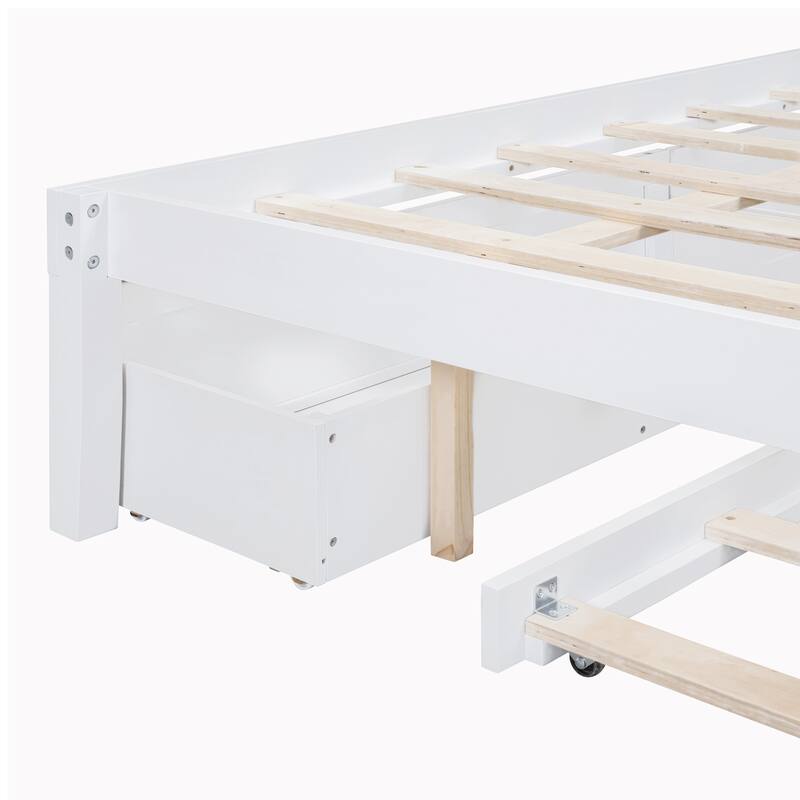Elegant Bed Frame with Rattan Headboard and Sockets