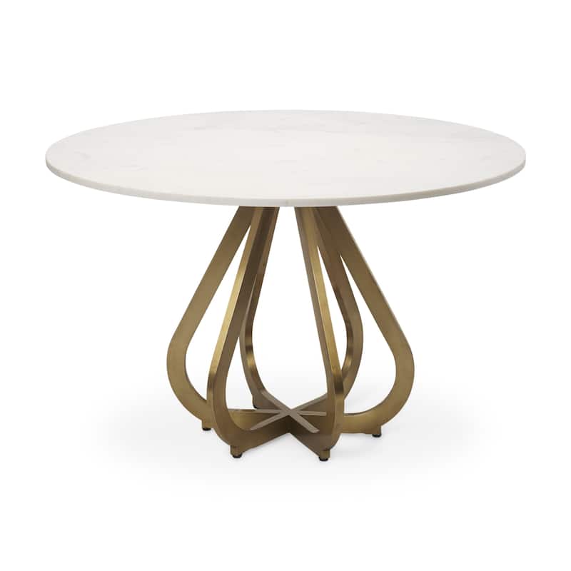 Laurent White Marble Top w/Gold Metal Base Dining Table - Off White