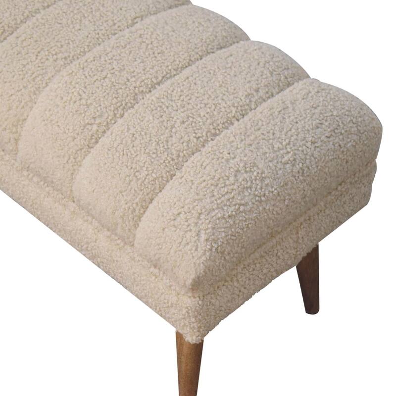 Artisan Furniture Solid Wood Cream Boucle Puffer Bench
