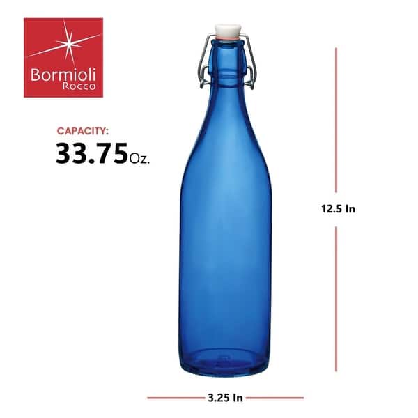 dimension image slide 1 of 2, Bormioli Rocco Set of 2 Giara Glass Bottles with Leak Proof Lid
