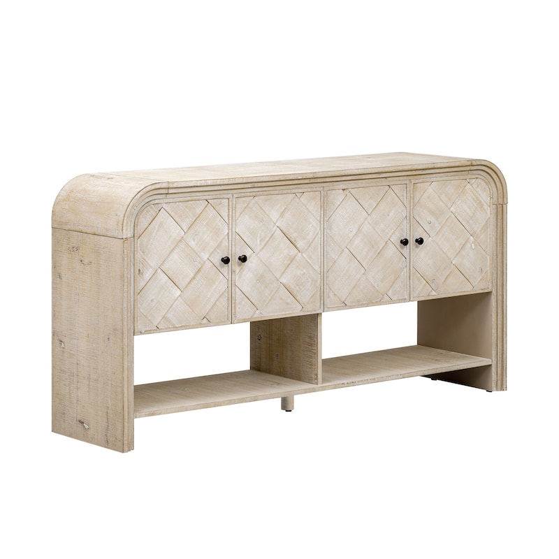 Versatile console table with Woven Wood Slats