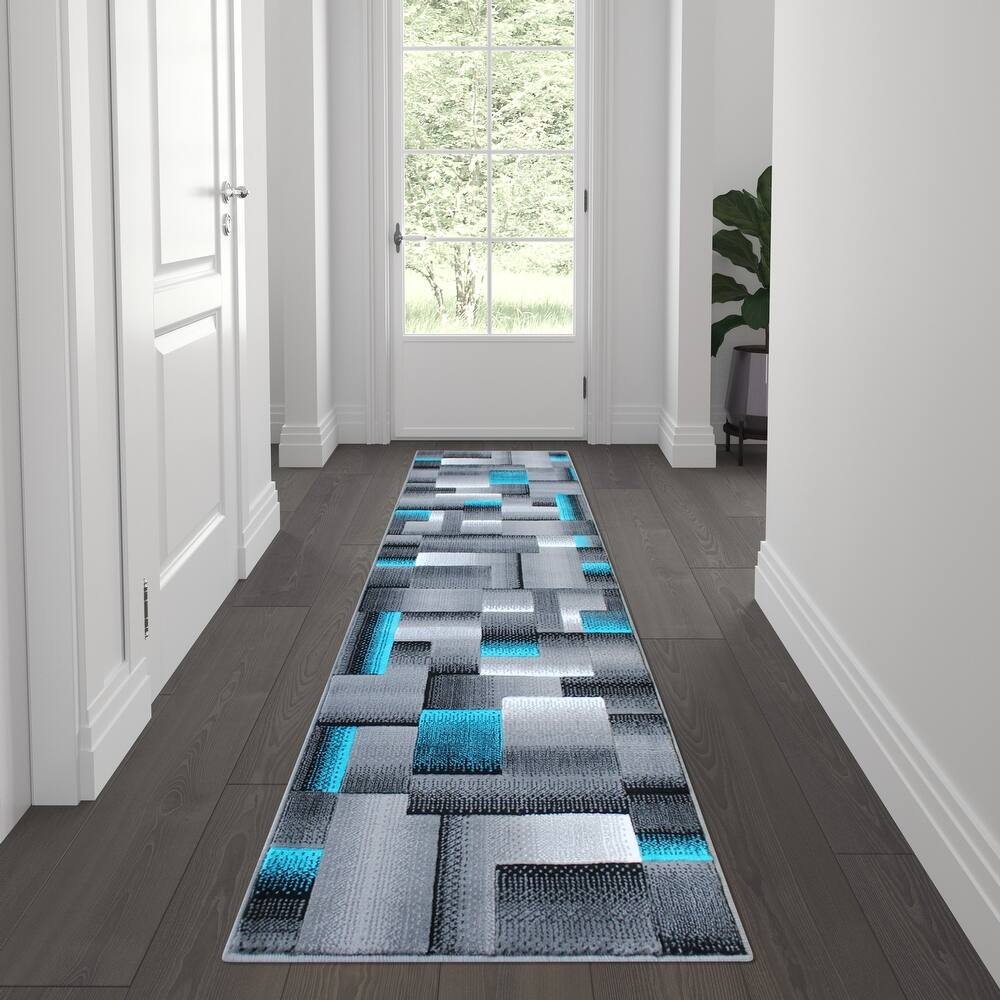 Modern Geometric Style Color Blocked Indoor Area Rug