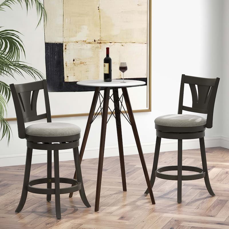 1/2/4 PCS 26.5'' Swivel Bar Stool Counter Height w/ Rubber Wood Legs