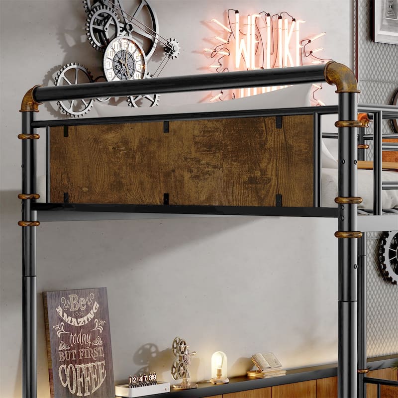 Twin XL over Twin XL Metal Detachable Bunk Bed with Safety Guard Rails