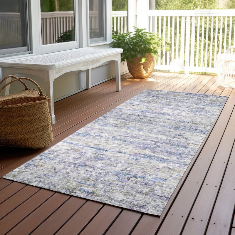 Machine Washable Indoor/ Outdoor Contemporary Solid Chantille Rug