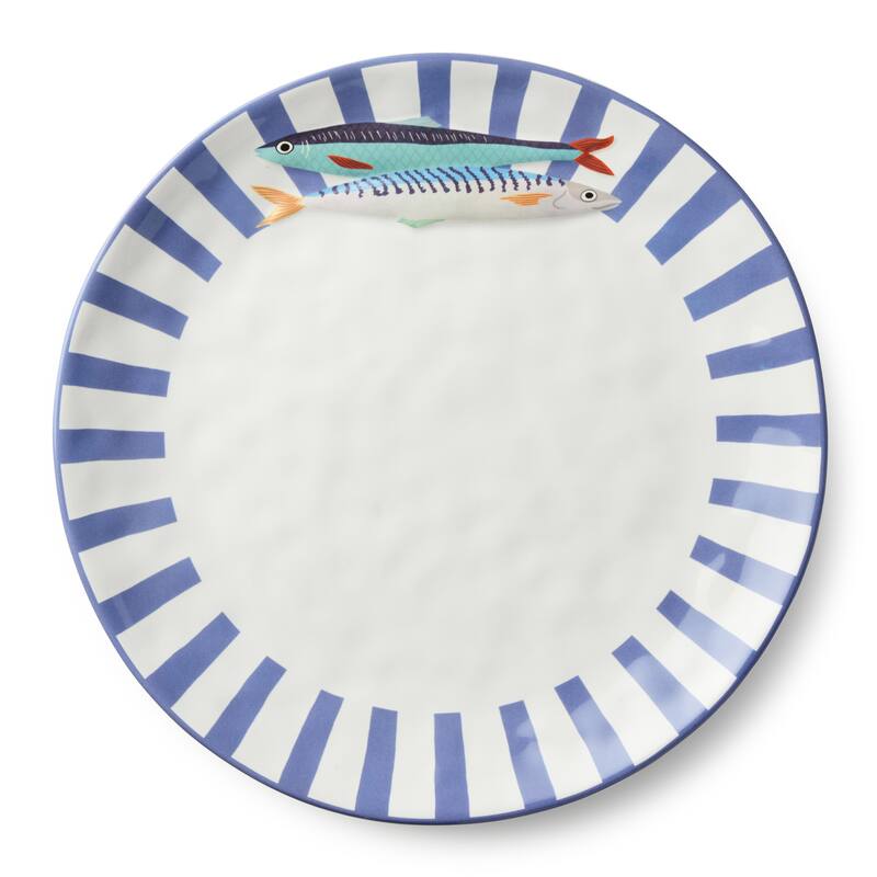 Certified International Something Fishy 9" Soup/Cereal Bowls, Set of 4 - 13.00"L x 13.00"W x 1.25"H