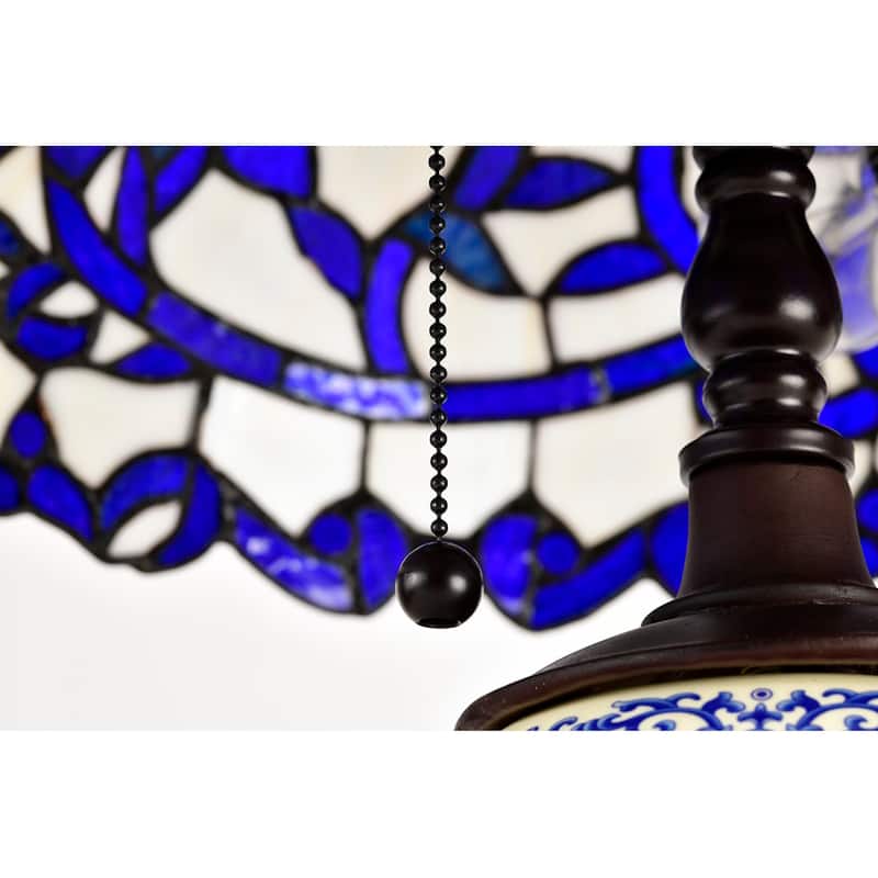 Akiko 3-light Blue Glass 21-inch Double-lit Tiffany-style Table Lamp
