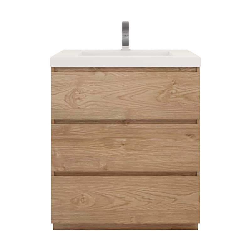 Aron 30'' Freestanding Vanity with Reinforced Acrylic Sink - 30'' Width - New England Wood