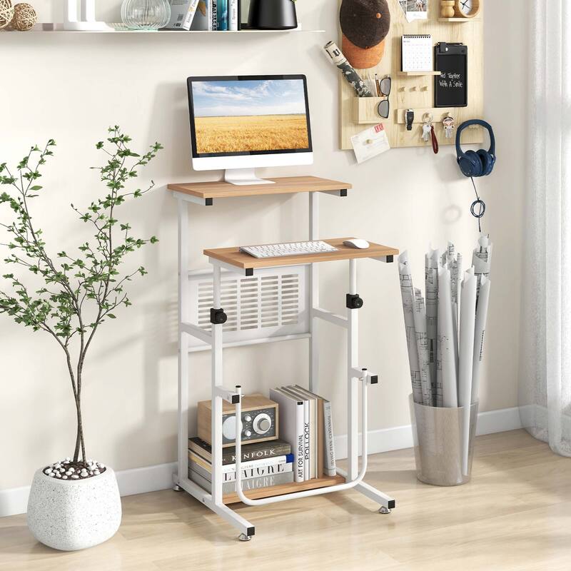Costway Stand Up Desk Height Adjustable Sit Stand Computer Workstation