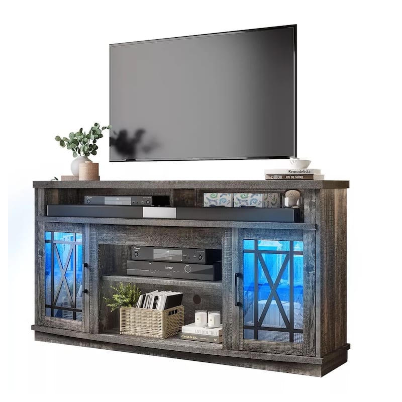 TV Stand with Led Lights for 70/65/60 Inch TV Dark Grey - 58 inches