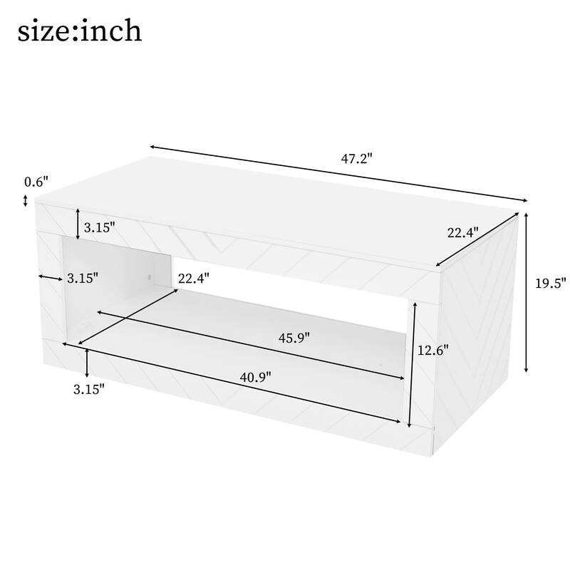 High Glossy LED Coffee Table with Colorful Lights & Storage Space