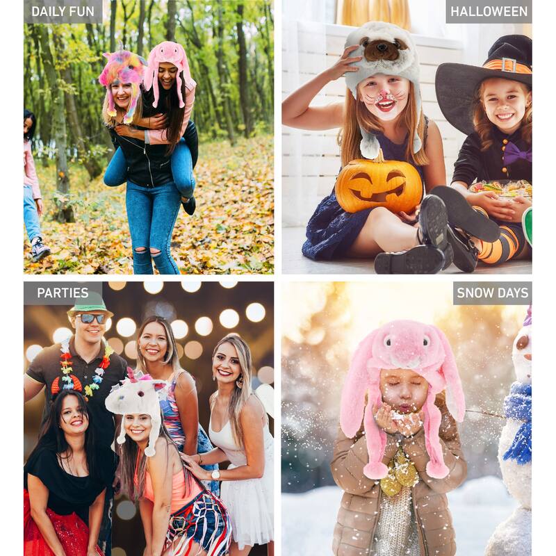 DolliBu Mix and Match Animal Plush Hat with Ear Flaps - Set of 4 - One Size