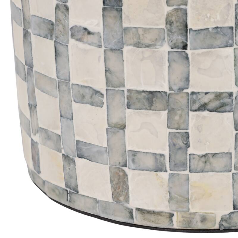 Mosaic Capiz Vase with Checkered Pattern - Tall Flower Vase