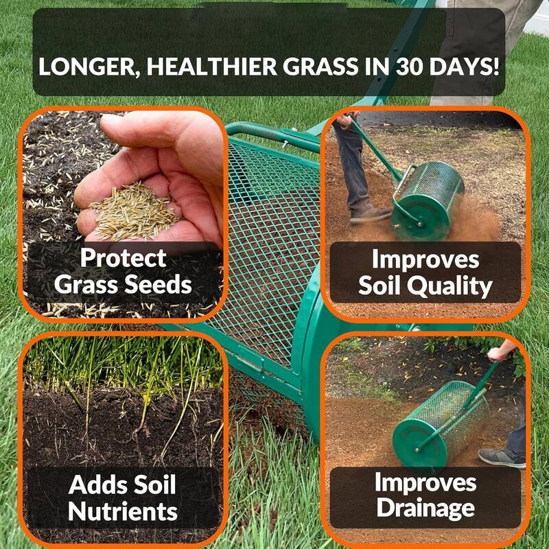 The Original 24 Inch Compost and Peat Moss Spreader Roller, Top Soil, Sand, Manure, Mulch, Top Dressing Lawn and Garden Spreader