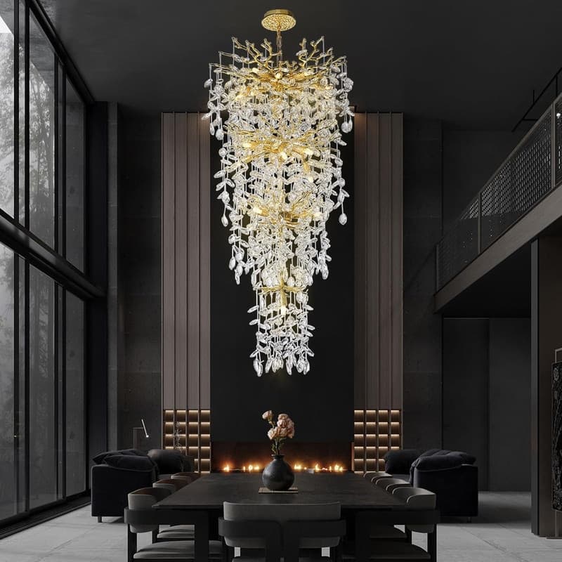 KAYLA 63in Light Crystal Dimmable LED Tiered Chandelier - 61in