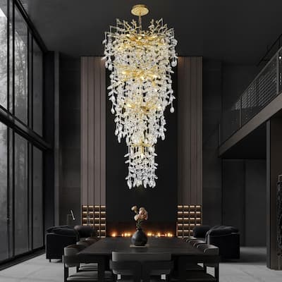 KAYLA 63in Light Crystal Dimmable LED Tiered Chandelier - 61in
