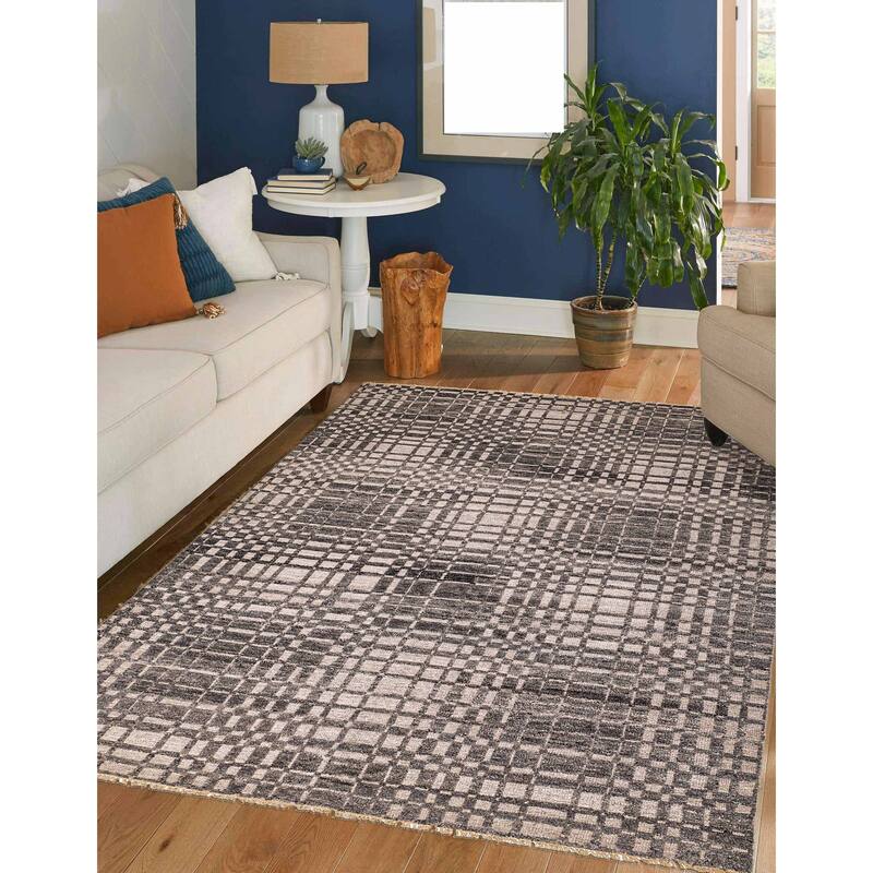 ECARPETGALLERY Hand-knotted Tangier Dark Grey Wool Rug - 7'11 x 10'10