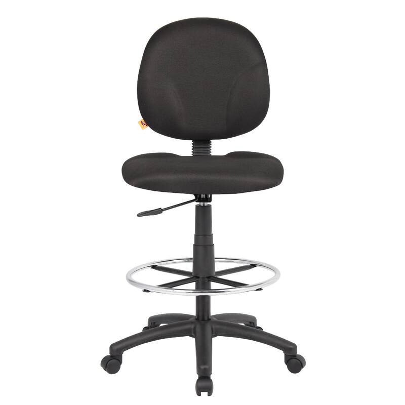 Zem Drafting Stool with Footring, Black Crepe Contoured Back & Seat