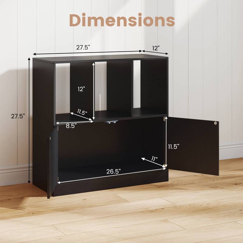 Costway 1/2 PCS Cube Bookcase with Doors, Open Compartments & Cabinet, - See Details