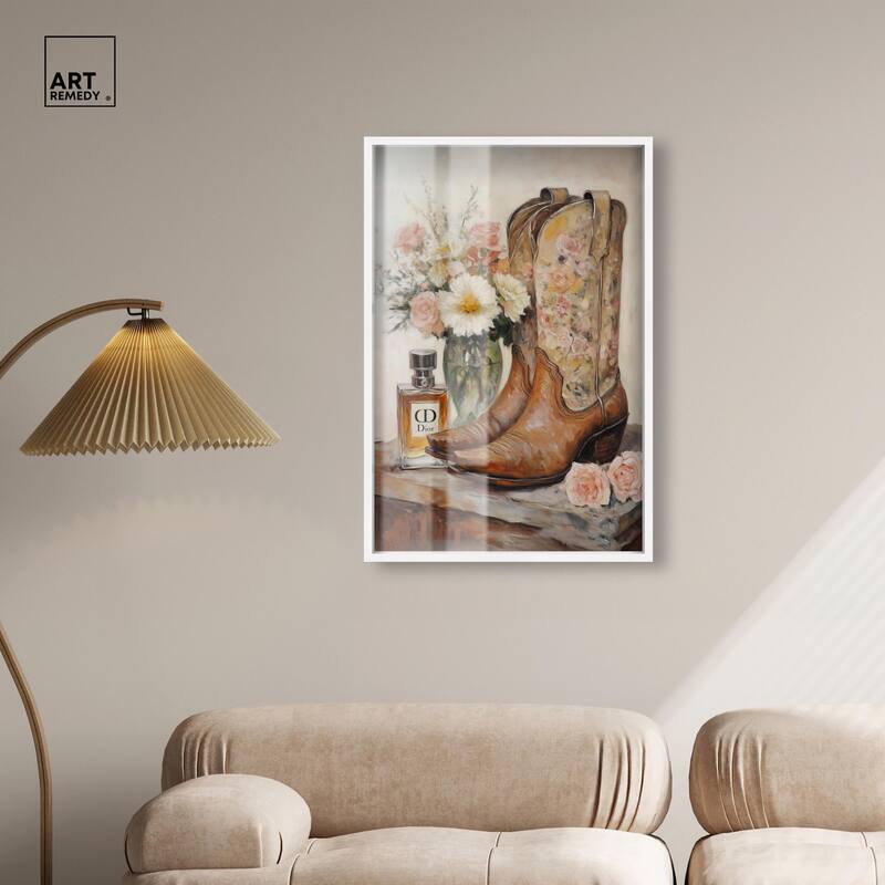 Delicate Floral Boots Shadowbox by Art Remedy