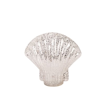 7.85" GLASS CLEAR SCALLOP SHELL with Light-Up LED - Gold