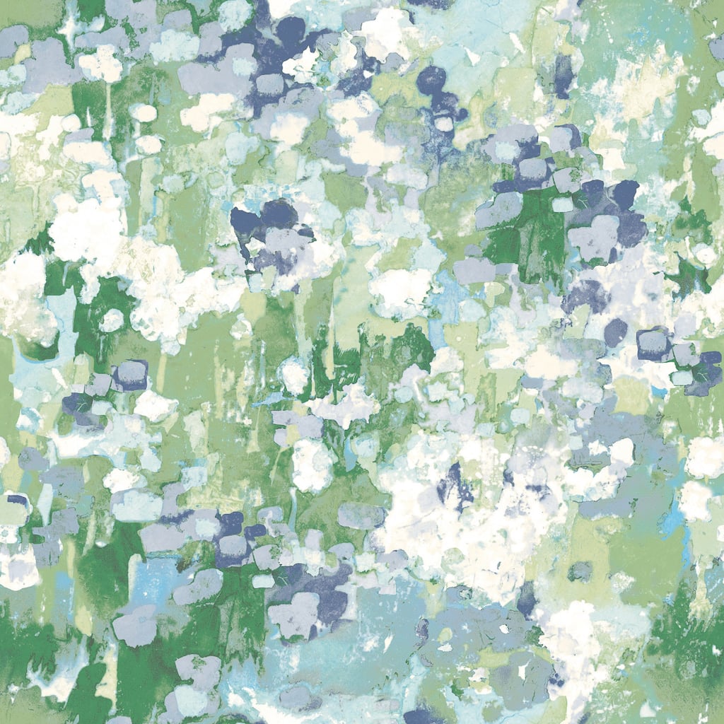 Waverly Blue Abstract Garden Peel and Stick Wallpaper