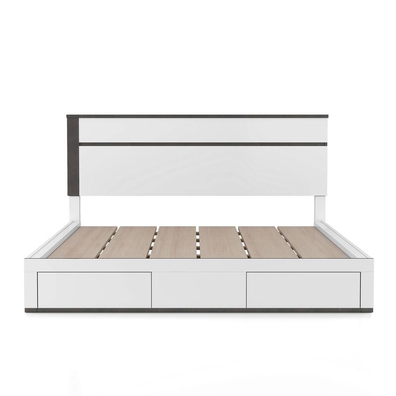 Conjira Modern White Wood 5-Piece Storage Platform Bedroom Set with USBs by Furniture of America