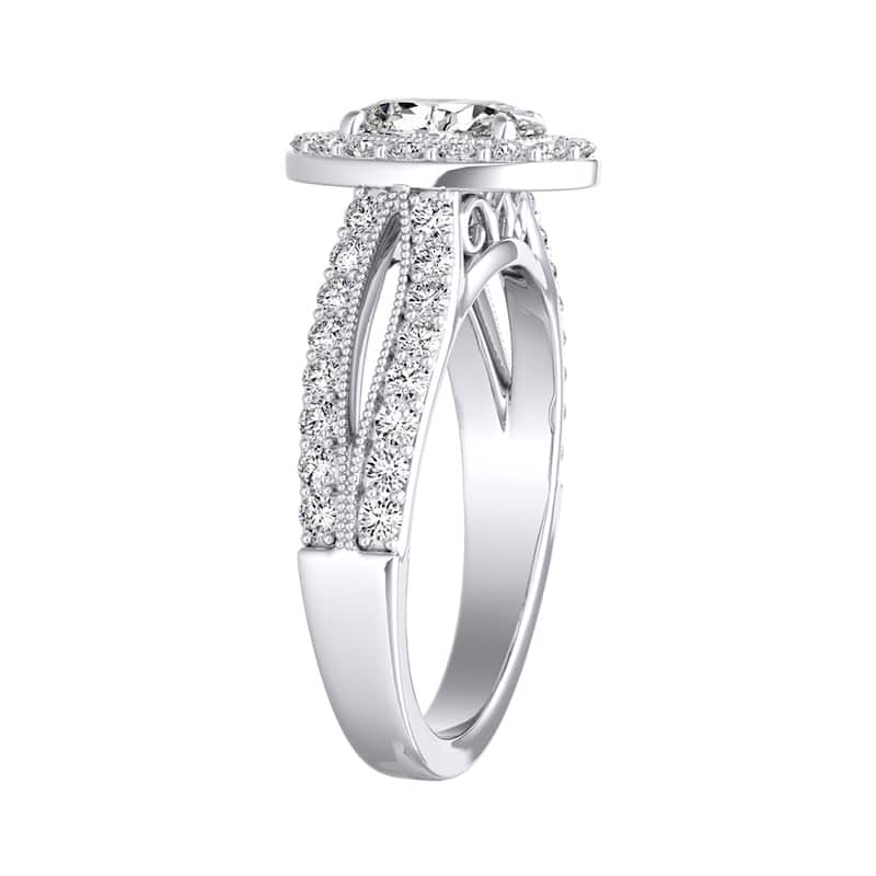 Auriya Platinum 1ctw Vintage Oval Halo Diamond Engagement Ring (H-I, SI1-SI2)
