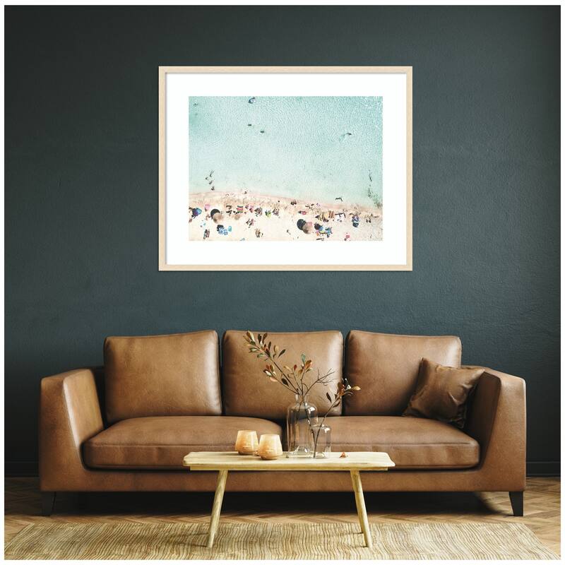 Kate and Laurel Turquoise Beach from Above No. 2 by Amy Peterson Framed Wall Art Print