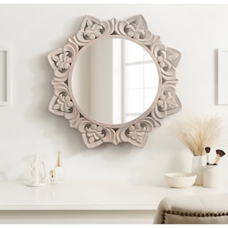 Kate and Laurel Meera Carved Wood Mirror - 28x28