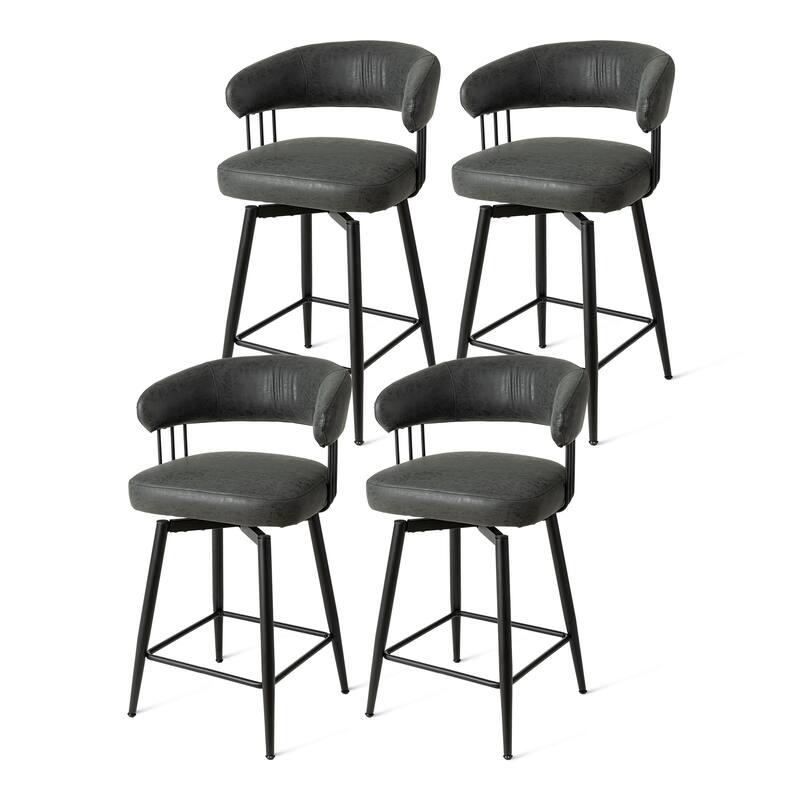 Glitzhome Set of 2 or 4 Modern Fabric Swivel Counter or High Bar Stool with Tapered Metal Legs