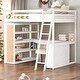 preview thumbnail 2 of 25, Multi-Functional Full Size Loft Bed with Ladder, Shelves and Desk, Space-saving, Health and Comfort, Sturdy Construction, White