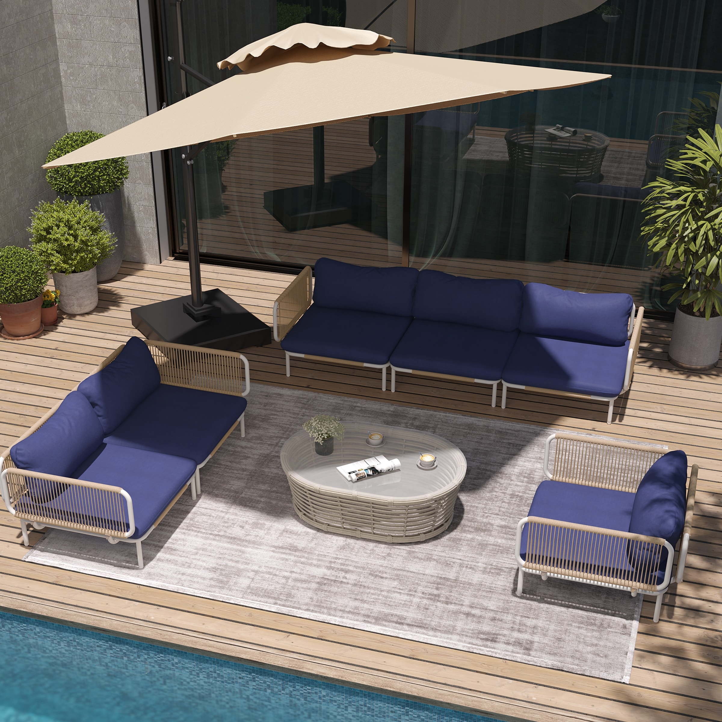 Pellebant Outdoor Sectional Sofa Patio Conversation Seating Set