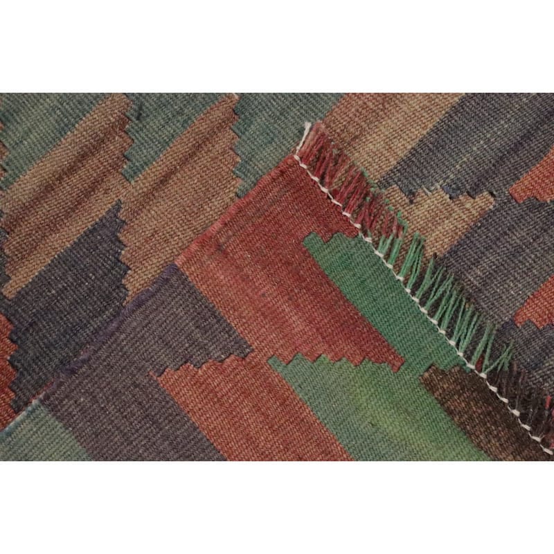 Hand Woven Oriental 100% Wool Carpet Southwestern Tribal Multi-Colored Kilim Area Rug - 7' 1'' X 5' 9''