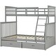 preview thumbnail 34 of 57, Twin Over Full Wooden Bunk Bed with Drawers,Ladder,Kids Bed Design