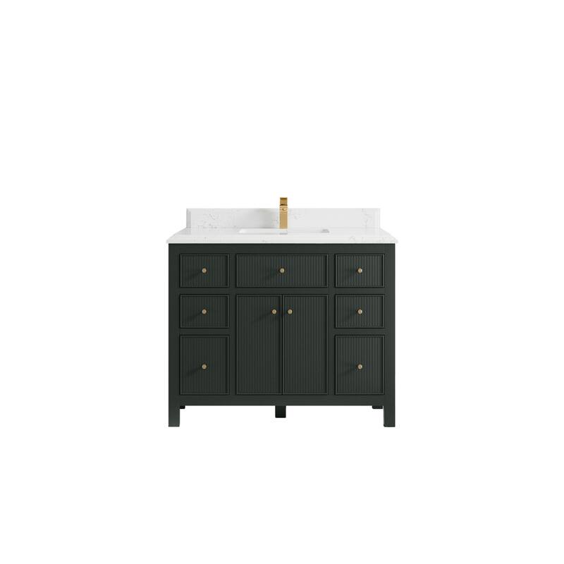Willow Collections 42 in W x 22 in D Sonoma Free Standing Reeded Single Sink Bathroom Vanity with Countertop