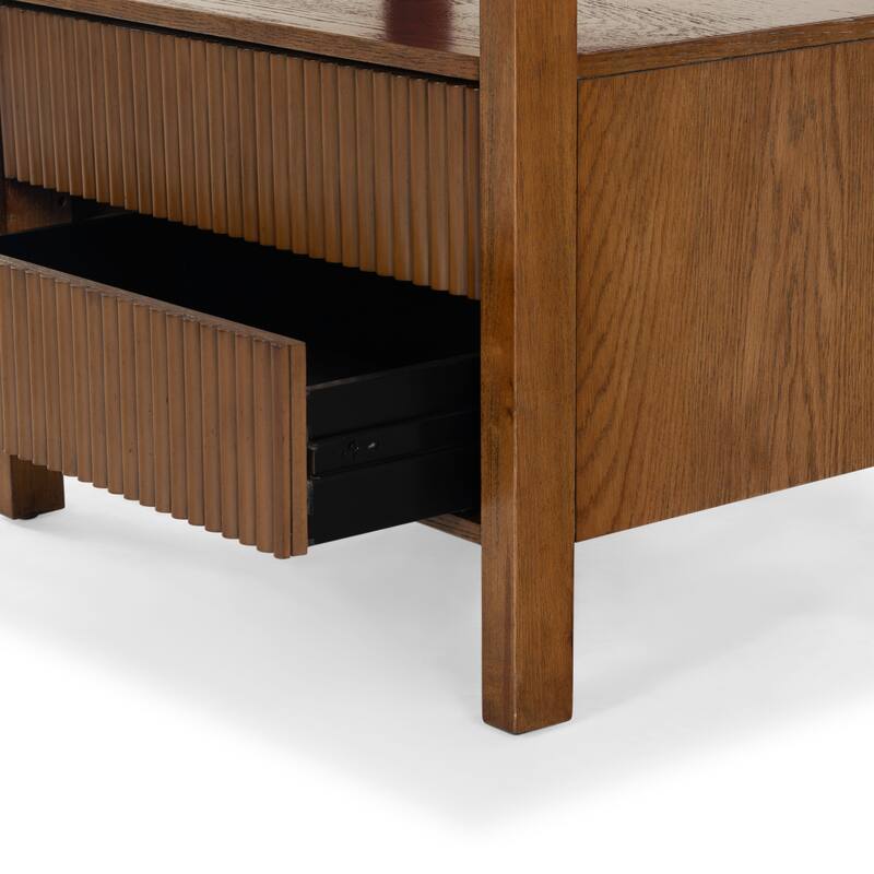 SAFAVIEH Couture Shelbie 2-Drawer Reeded Nightstand, Fully Assembled