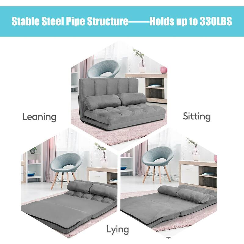 Costway Foldable Floor Sofa Bed 6-Position Adjustable Lounge Couch