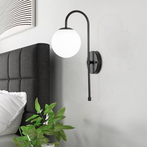 1 - Light Modern Dimmable Metal Wall Sconce with Glass Globe